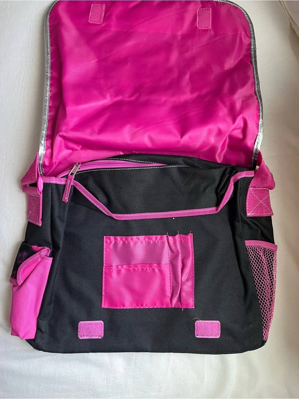 Vintage Hello Kitty Black and Pink Kids Messenger Shoulder Bag Y2K Deadstock